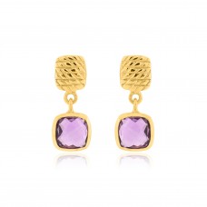 Stylish Pear Drops Heart Shape Multi Gemstone Gold Plated Chain Dangle Earrings : Price$18.50