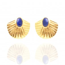 Pearl Roundel Beads Gemstone Handmade 925 Sterling Silver Gold Plated Dangle Earrings : Price $16.50